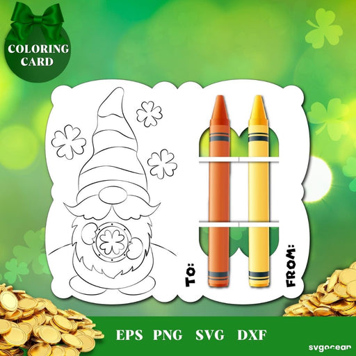 leprechaun Coloring Card Svg - svgocean