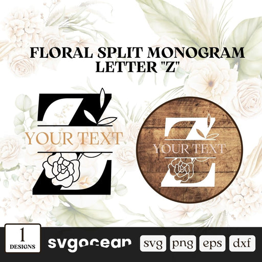 Botanical Split Monogram Letter Z SVG - Svg Ocean