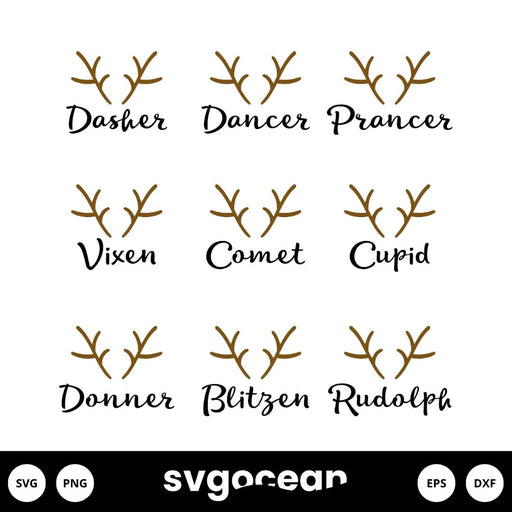 Reindeer Names Svg - Svg Ocean