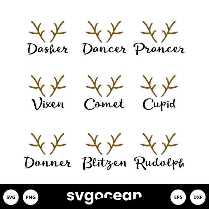 Reindeer Names Svg - Svg Ocean