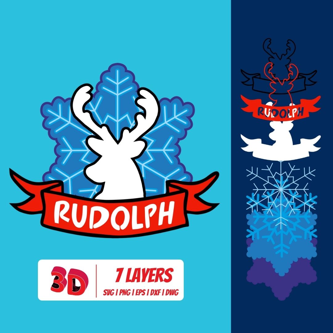Build Rudolph Svg Rudolph 3D Layered SVG Cut File vector for instant download - Svg Ocean ...