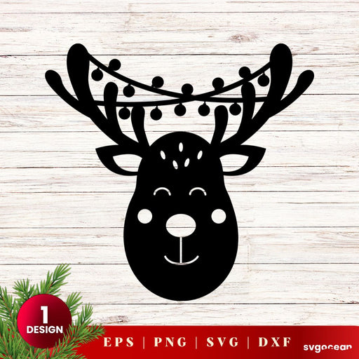 Christmas Deer Head Smile SVG - svgocean