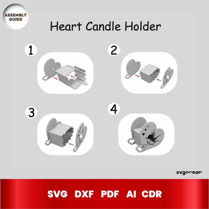 Valentines Day Candle Holder Laser Cut - svgocean