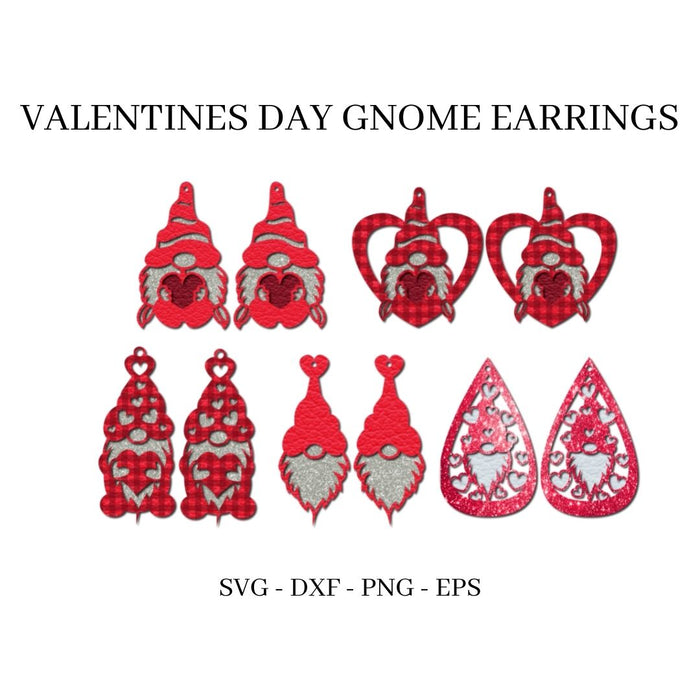 Valentines Day Gnome Earrings SVG Bundle - Svg Ocean