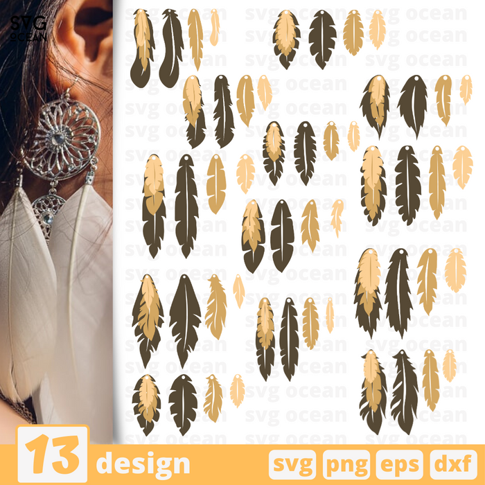 Feathers earrings svg