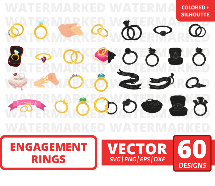 Engagement rings SVG bundle vector for instant download - Svg Ocean ...