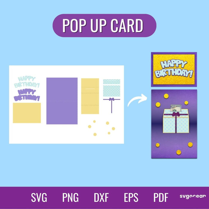 Birthday POP UP Card SVG Template - Svg Ocean