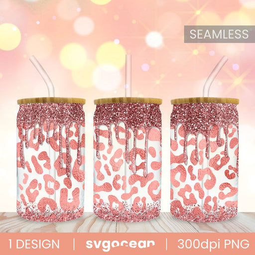 Leopard beer Glass Can Sublimation and svg Designs