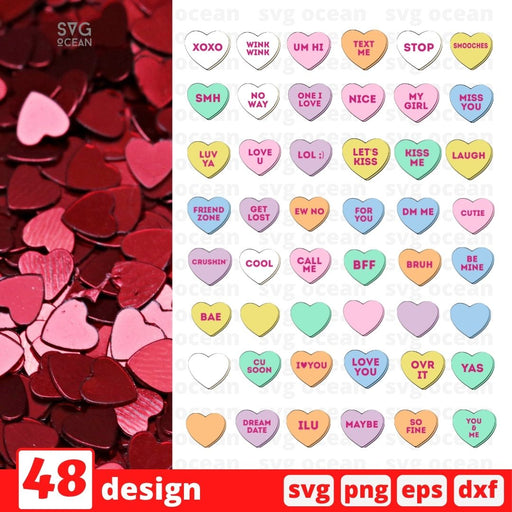 Valentines Day Candy Hearts SVG Bundle - Svg Ocean