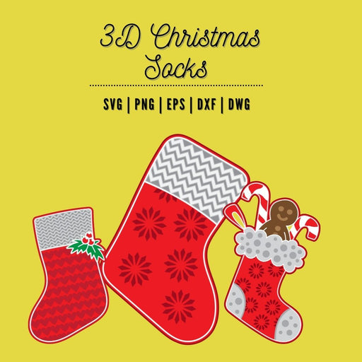 3D Christmas Socks SVG Bundle - Svg Ocean