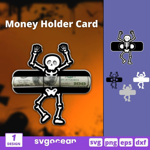 Skeleton Money Holder Card Svg - Svg Ocean