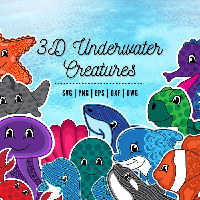 3D Underwater Creatures SVG Bundle