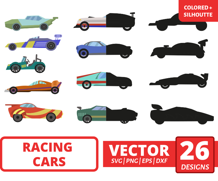 Racing cars SVG bundle vector for instant download - Svg Ocean — svgocean