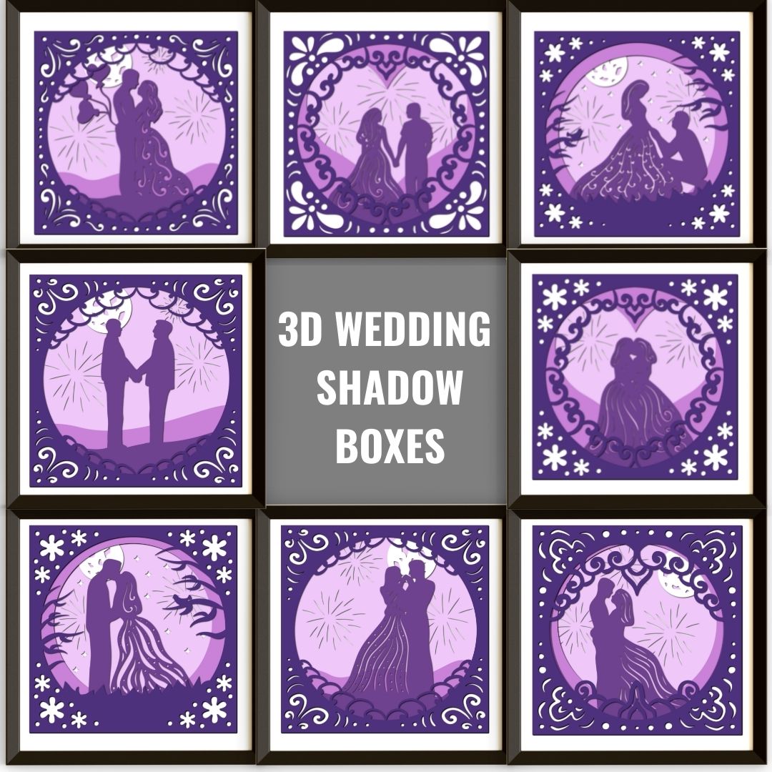 3D Wedding Shadow Box Template