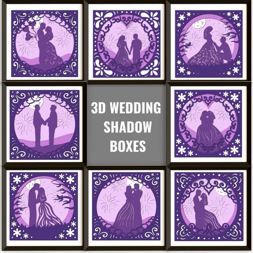 3D Wedding Shadow Box - Svg Ocean
