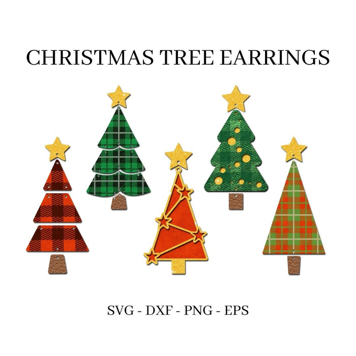 Christmas Tree Earrings SVG Bundle - Svg Ocean