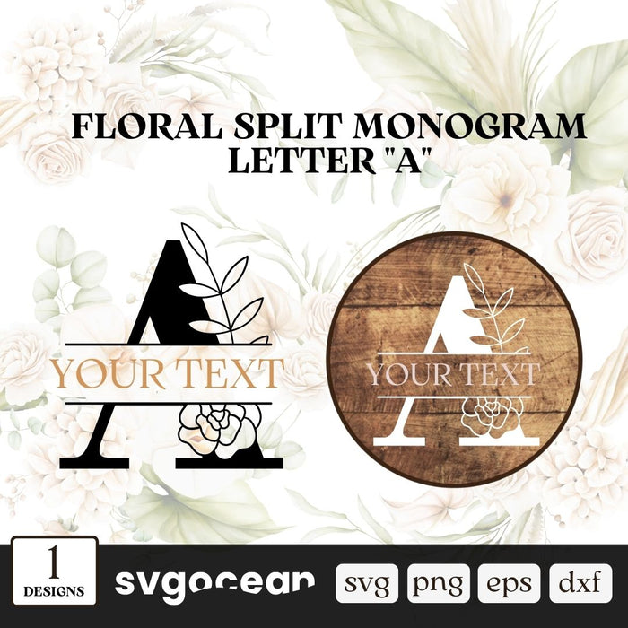 Split Letters Floral Monogram Alphabet Svg Bundle - Svg Ocean