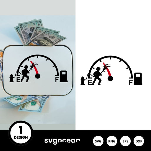 Fireman Stopping Fuel Gauge Indicator SVG Design - Svg Ocean