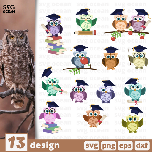 Graduation owl SVG vector bundle - Svg Ocean