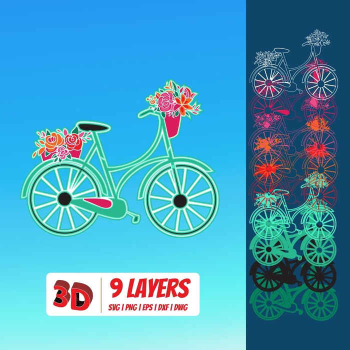 3D Bicycle SVG Cut File