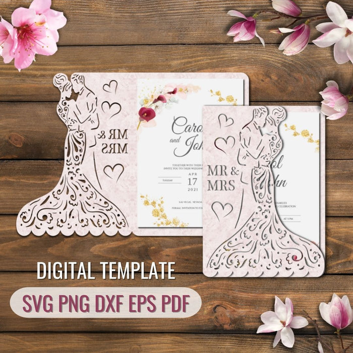 Bride and Groom wedding invitation template - Svg Ocean