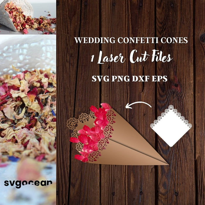 Wedding Confetti Cones SVG Bundle - Svg Ocean