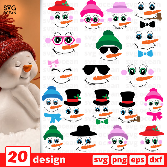 Snowman face SVG Bundle - Svg Ocean