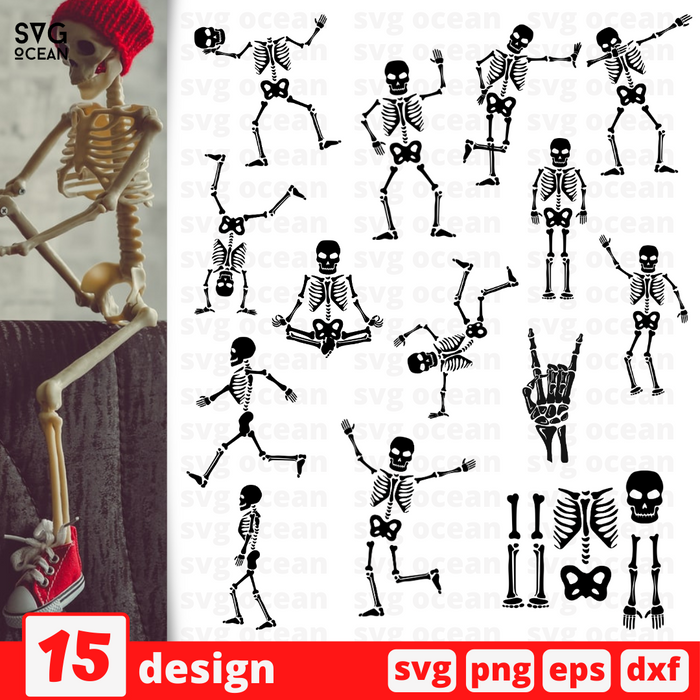 Skeleton silhouette SVG bundle - Svg Ocean