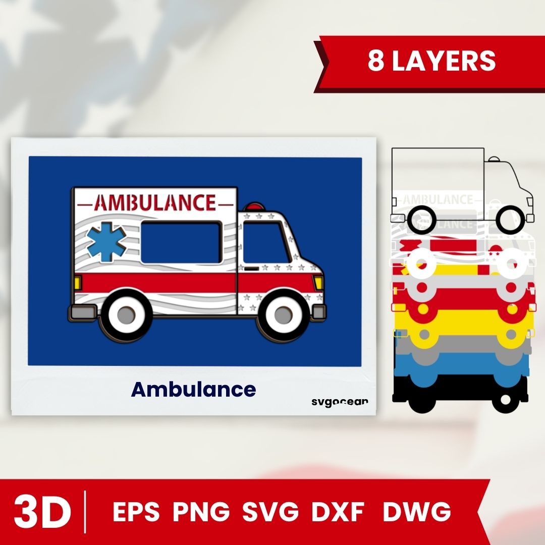 Ambulance Layered Cut File vector for instant download - Svg Ocean ...