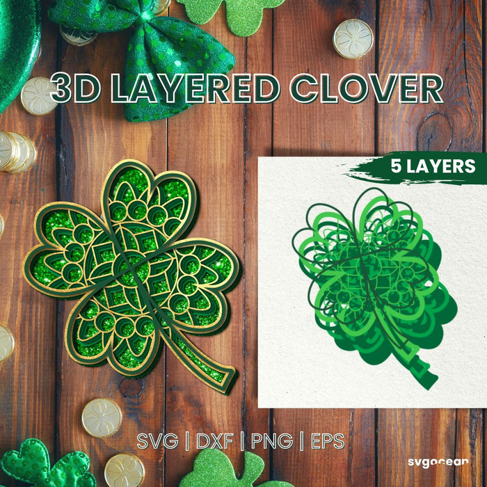 3D Clover Mandala SVG - svgocean