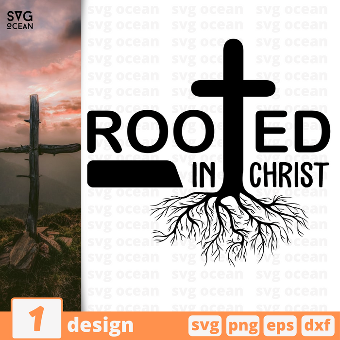 Rooted in Christ SVG vector bundle - Svg Ocean