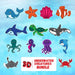 3D Underwater Creatures SVG Bundle