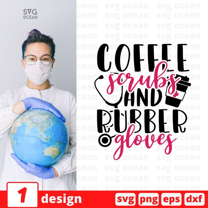 Coffee scrubs and rubber gloves