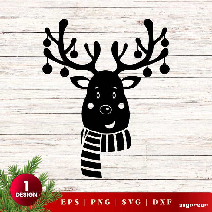 Christmas Deer Head SVG - svgocean