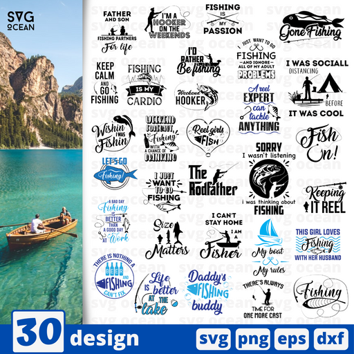 Fishing quotes SVG vector bundle - Svg Ocean