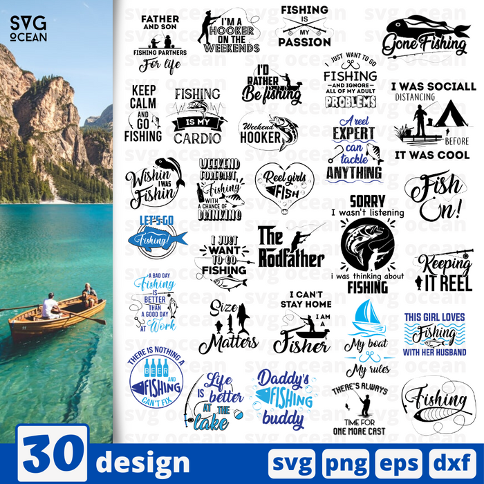 Fishing quotes SVG vector bundle - Svg Ocean