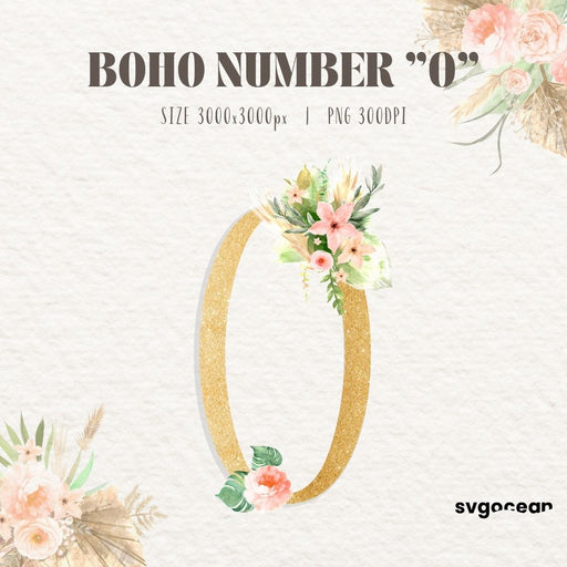 Boho Floral Number 0 - Svg Ocean