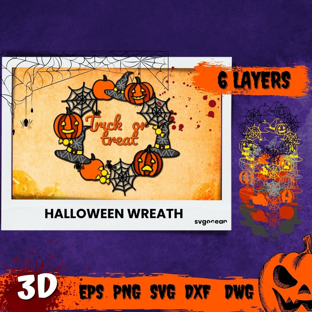 Free 3D Halloween Wreath Svg vector for instant download - Svg Ocean