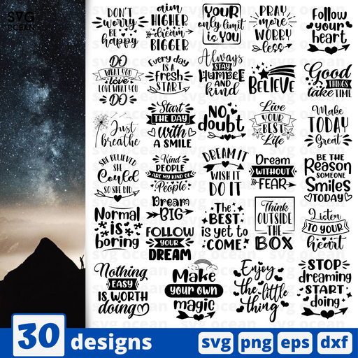 Inspiration quotes  SVG vector bundle - Svg Ocean