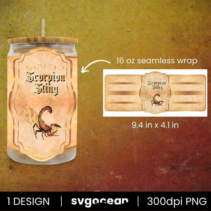 Scorpion Sting Can Glass PNG - Svg Ocean