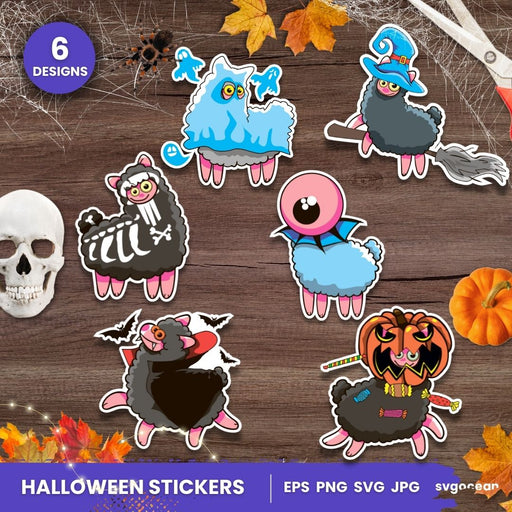 Halloween Lama Stickers - Svg Ocean