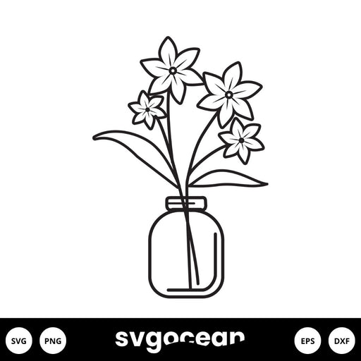 Mason Jar With Flowers SVG - Svg Ocean