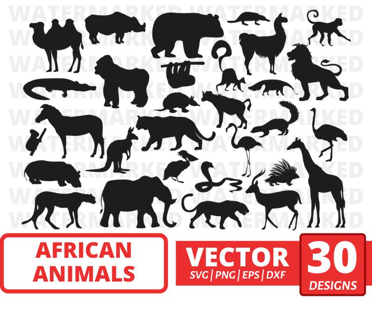 African animals silhouette svg bundle