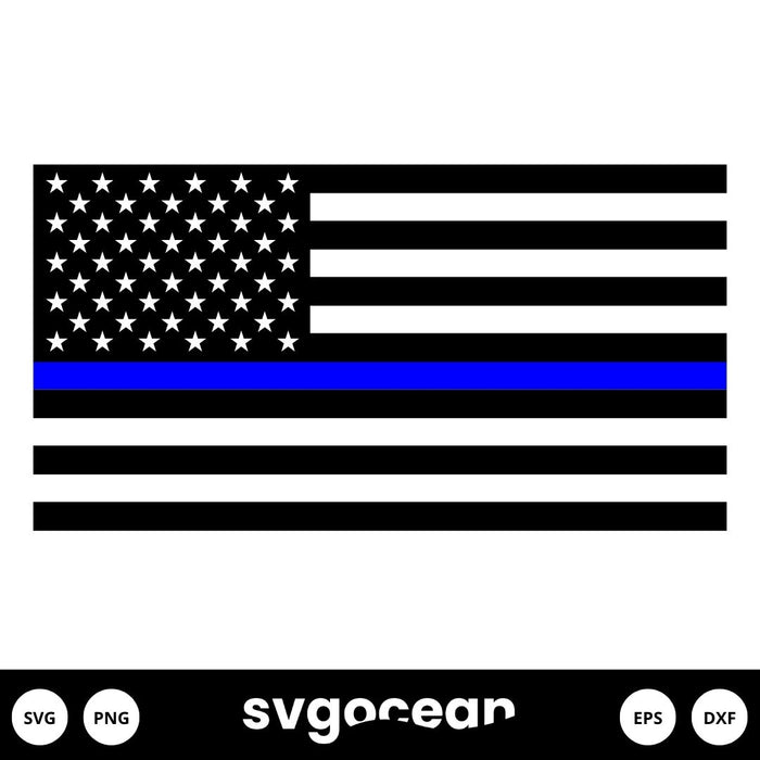 Blue Line Flag SVG - Svg Ocean