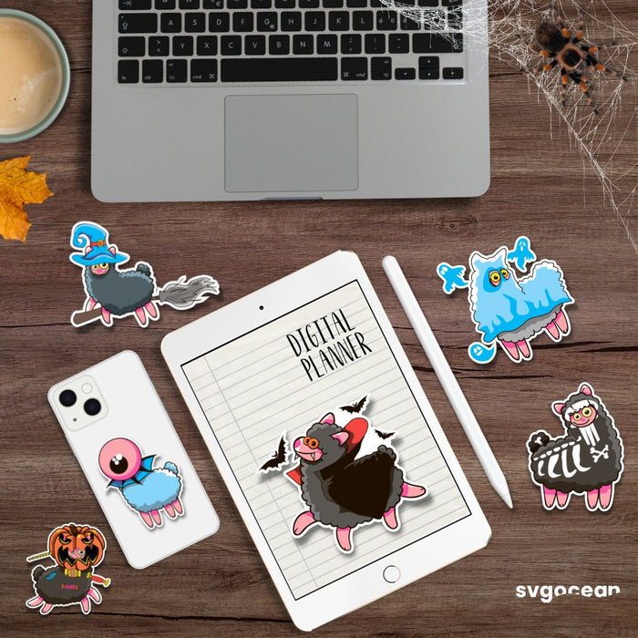 Halloween Lama Stickers - Svg Ocean