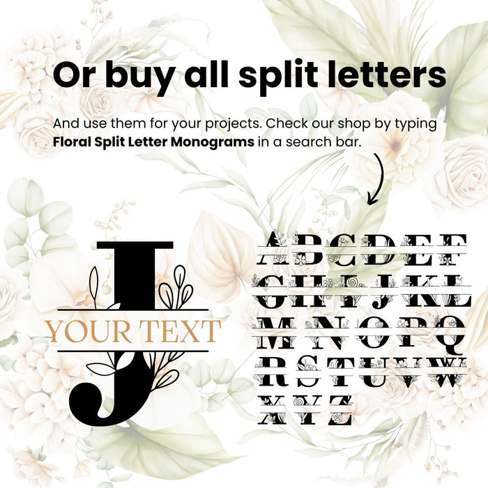 Flower Split Monogram Letter J SVG - Svg Ocean