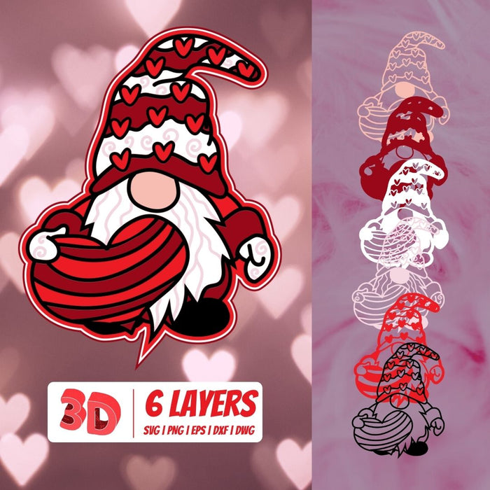 3D Valentine Gnome SVG vector bundle - Svg Ocean