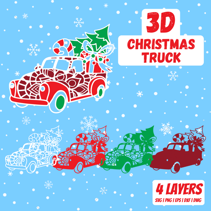 3D Christmas truck - Svg Ocean
