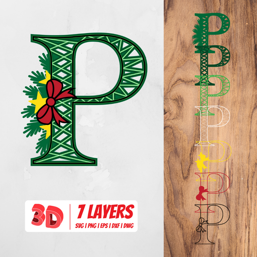 3D Christmas Letter P SVG Cut File - Svg Ocean