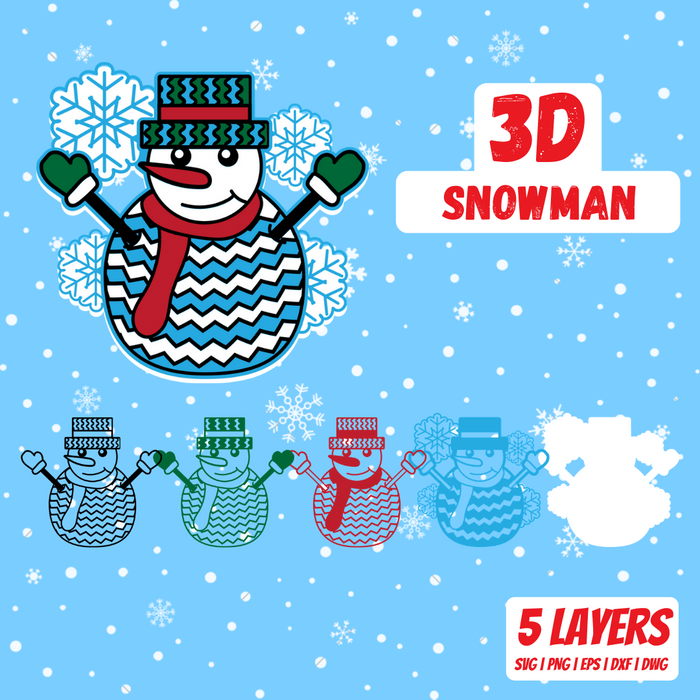 3D Snowman SVG Cut File